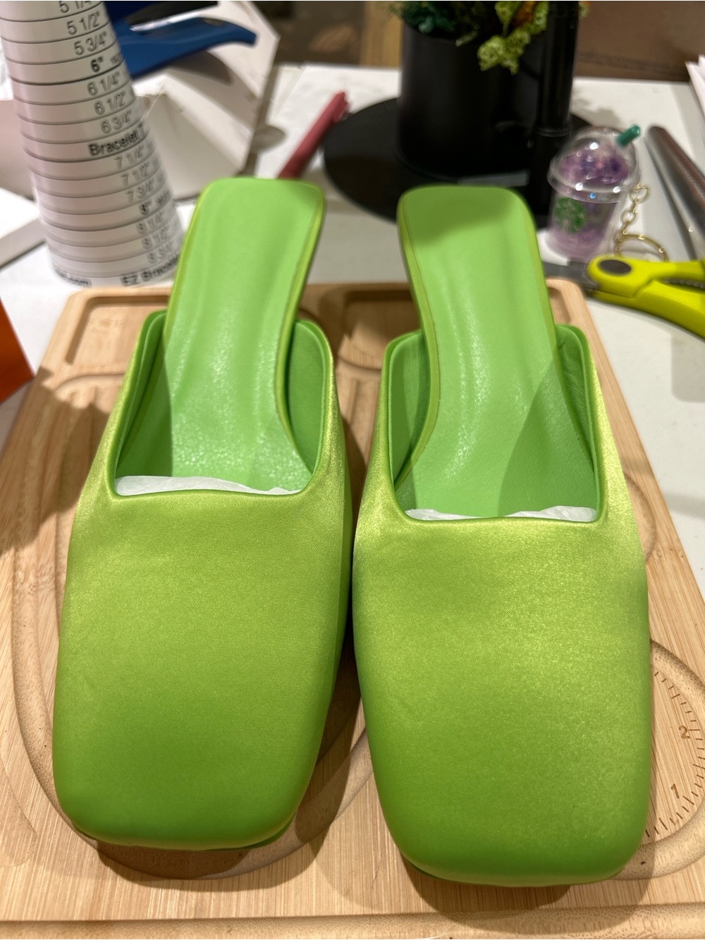 Green mules size 8